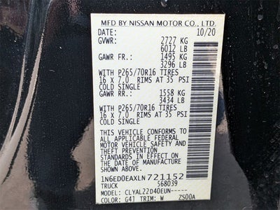 2020 Nissan Frontier SV