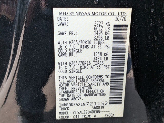 2020 Nissan Frontier SV