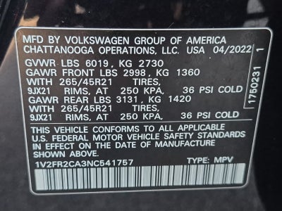 2022 Volkswagen Atlas 3.6L V6 SEL Premium R-Line
