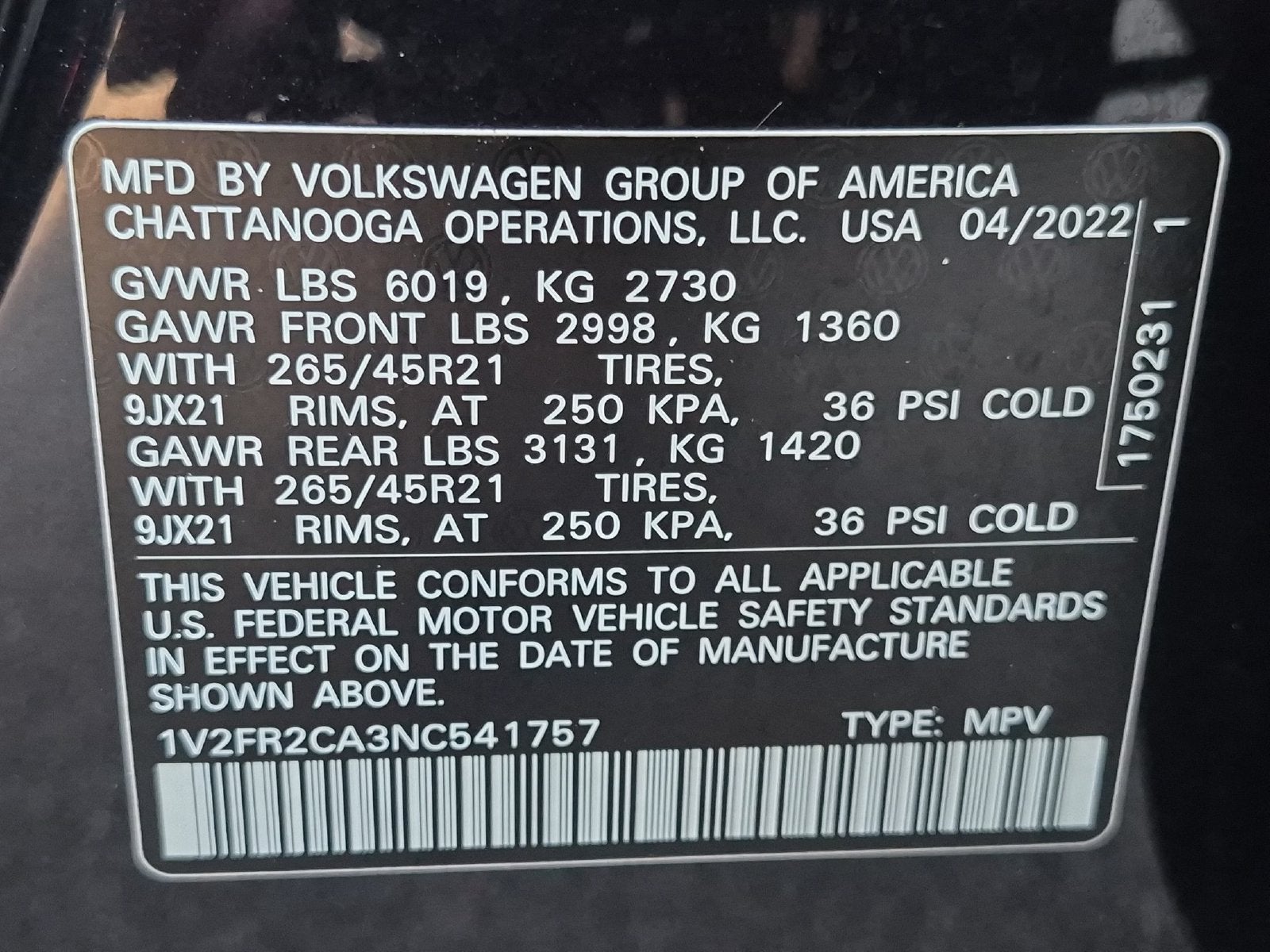 2022 Volkswagen Atlas 3.6L V6 SEL Premium R-Line