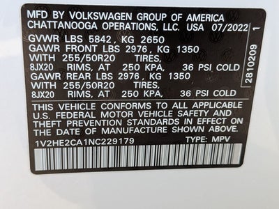 2022 Volkswagen Atlas Cross Sport 3.6L V6 SE w/Technology
