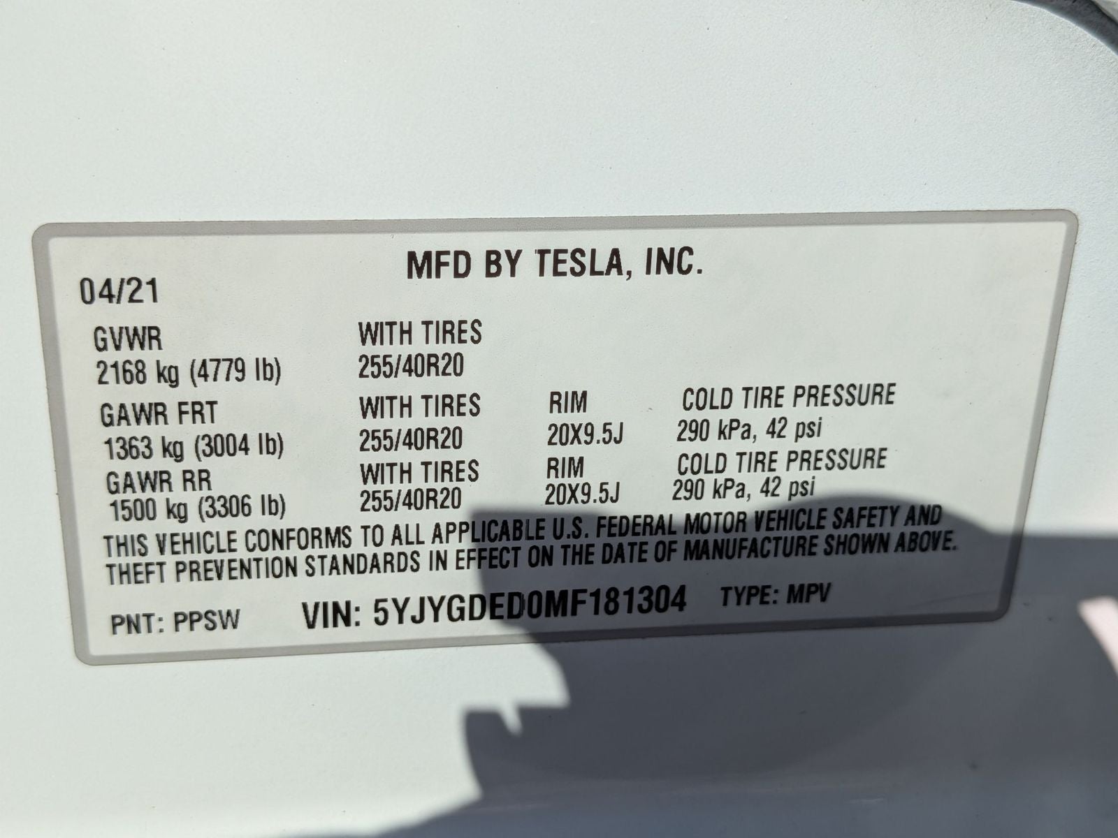 2021 Tesla Model Y Standard Range