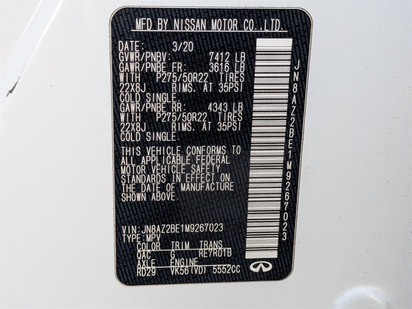 2021 INFINITI QX80 Sensory