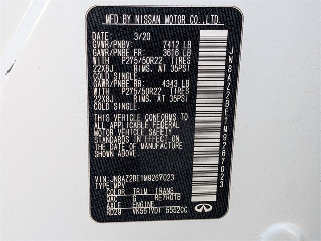 2021 INFINITI QX80 Sensory