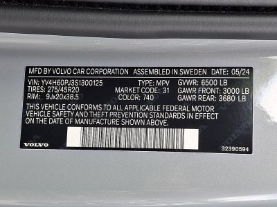 2025 Volvo XC90 Plug-In Hybrid T8 Core 7 Passenger
