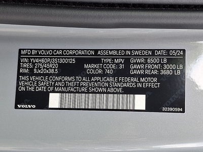 2025 Volvo XC90 Plug-In Hybrid T8 Core 7 Passenger
