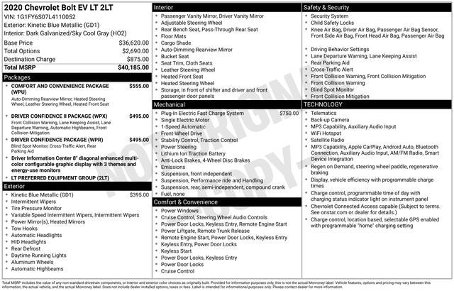 2020 Chevrolet Bolt EV LT