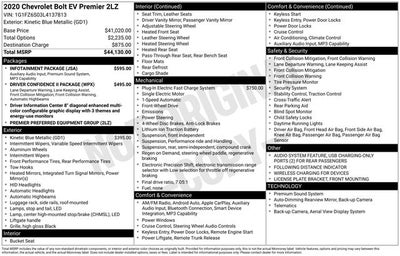 2020 Chevrolet Bolt EV Premier