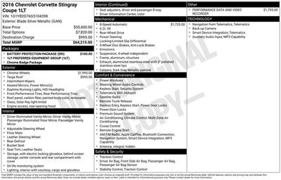 2016 Chevrolet Corvette Stingray 1LT