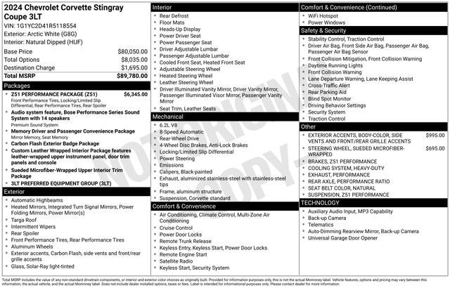 2024 Chevrolet Corvette Stingray 3LT