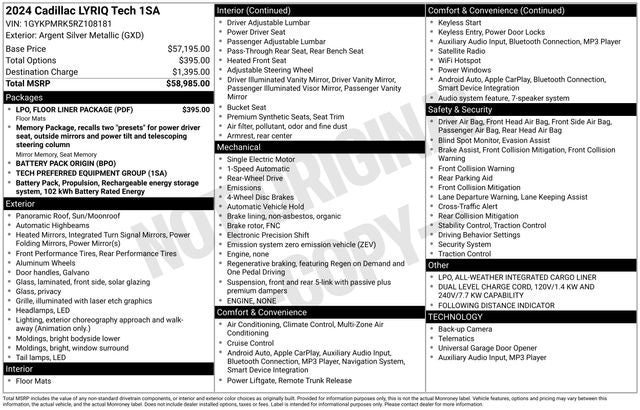 2024 Cadillac LYRIQ Tech