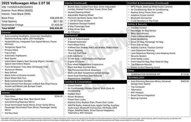 2025 Volkswagen Atlas 2.0T SE