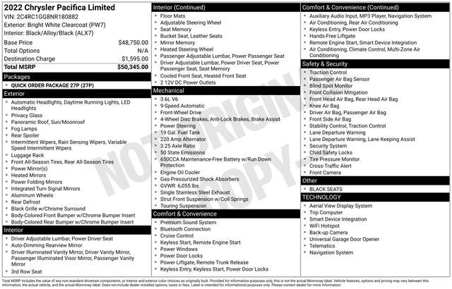 2022 Chrysler Pacifica Limited