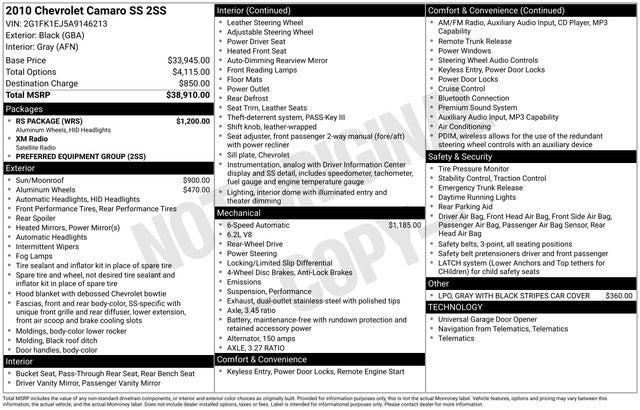 2010 Chevrolet Camaro SS 2SS