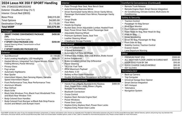 2024 Lexus NX 350 F SPORT Handling