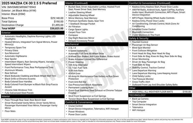 2025 Mazda Mazda CX-30 2.5 S Preferred Package