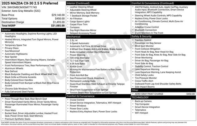 2025 Mazda Mazda CX-30 2.5 S Preferred Package