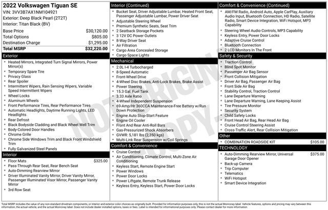 2022 Volkswagen Tiguan 2.0T SE
