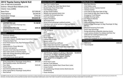 2012 Toyota Camry Hybrid XLE