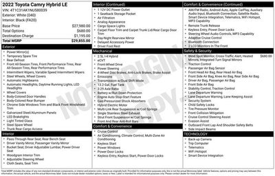 2022 Toyota Camry Hybrid LE