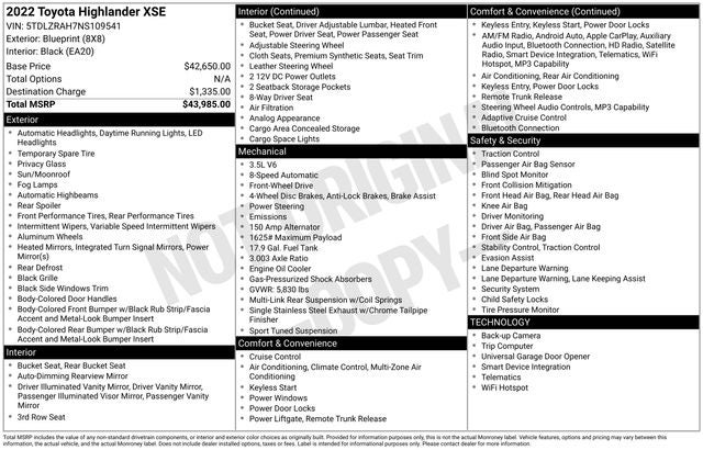 2022 Toyota Highlander XSE