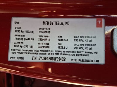 2018 Tesla Model 3 Long Range