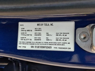 2019 Tesla Model 3 Long Range