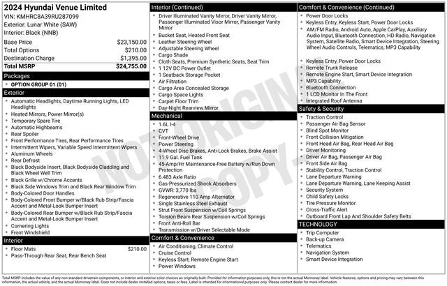 2024 Hyundai Venue Limited