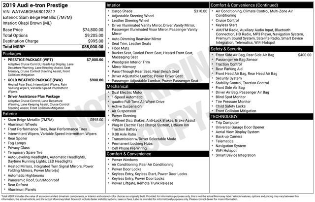 2019 Audi e-tron Prestige quattro