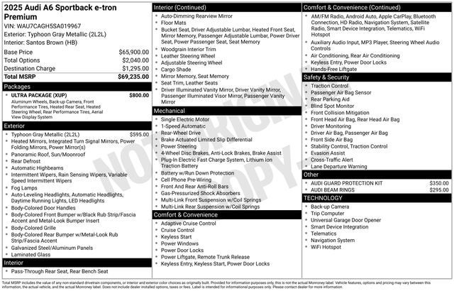 2025 Audi A6 Sportback e-tron Premium