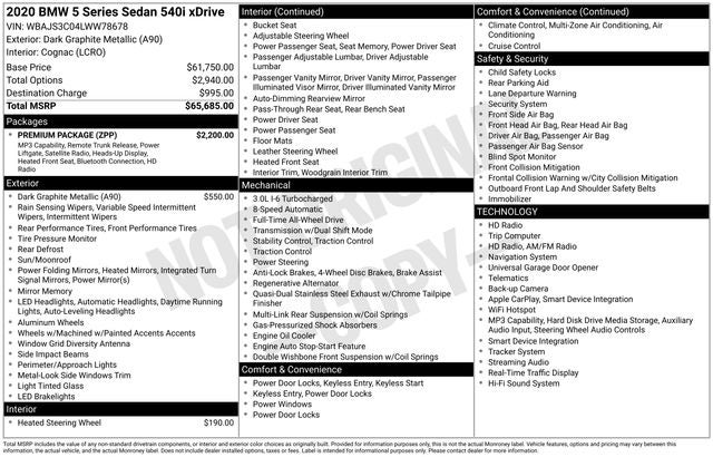2020 BMW 5 Series 540i xDrive