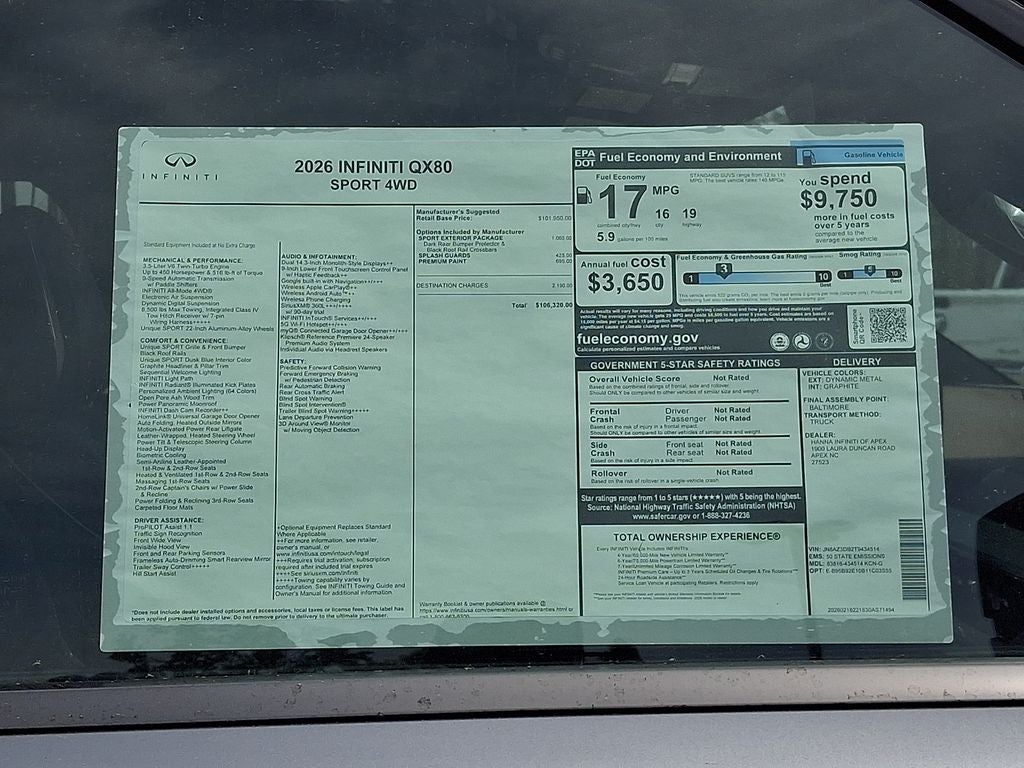 2026 INFINITI QX80 Sport 4WD