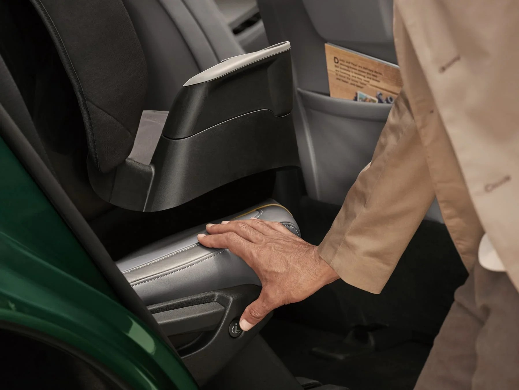 Third row access on the 2027 INFINITI QX60 with the second row slid forward
