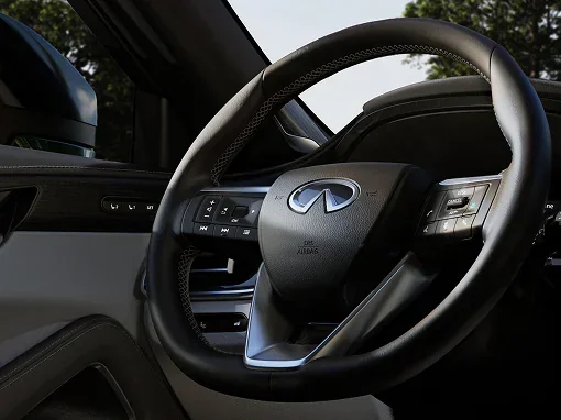 2027 INFINITI QX60 steering wheel with ProPILOT Assist driver assistance controls
