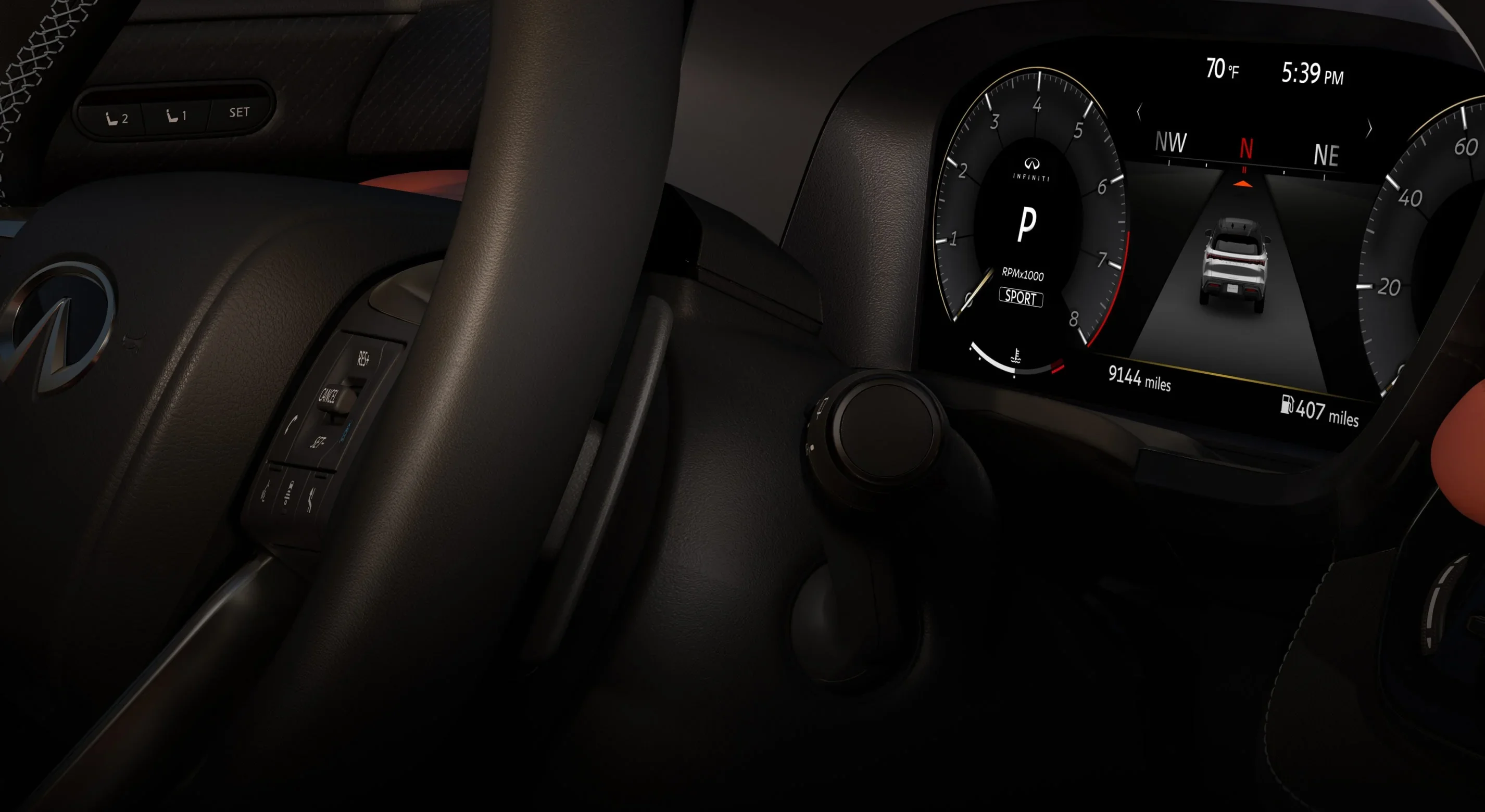 2027 INFINITI QX65 interior with dual 12.3 inch digital displays