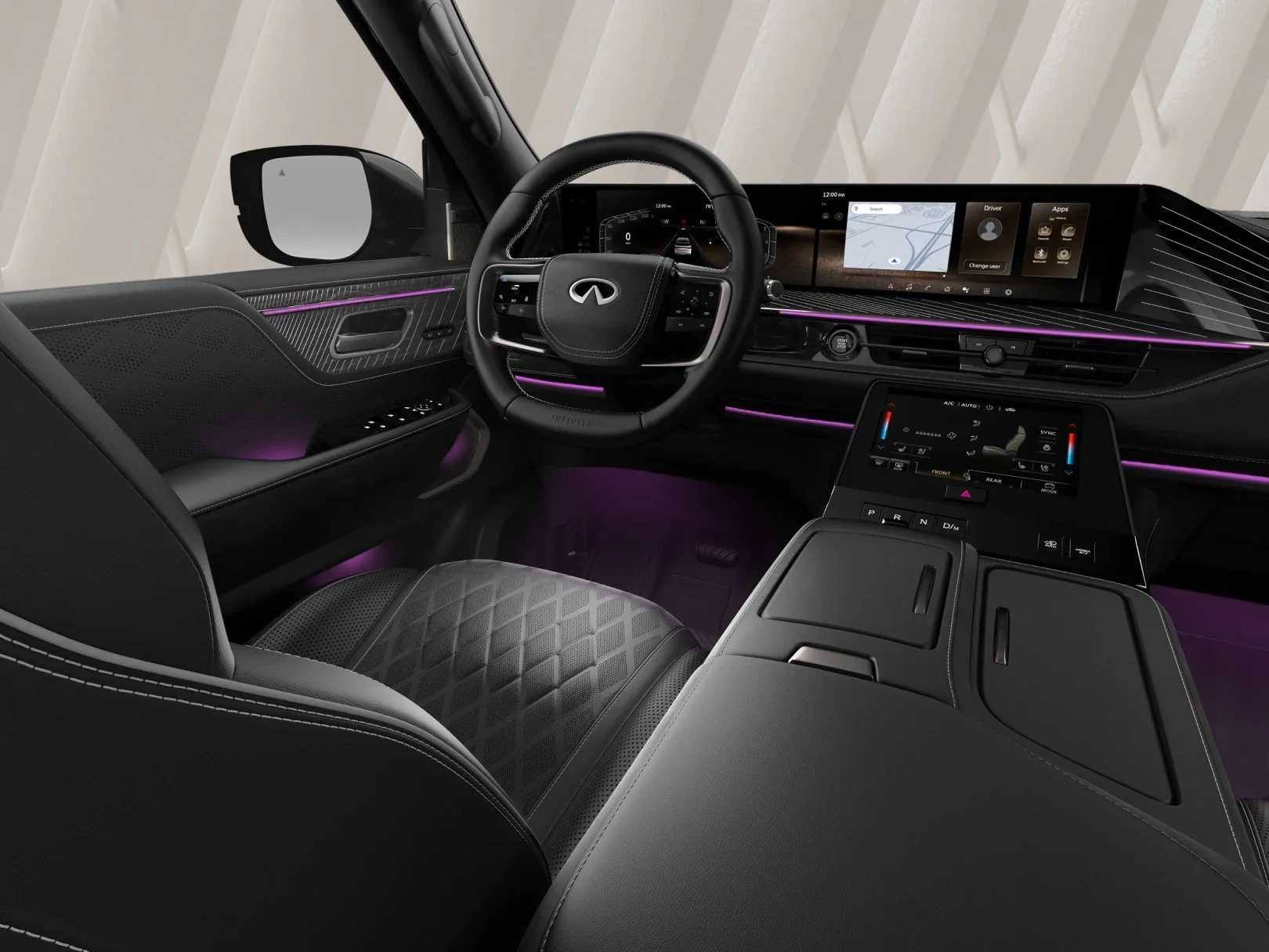 2027 INFINITI QX80 semi-aniline leather interior with massaging front seats